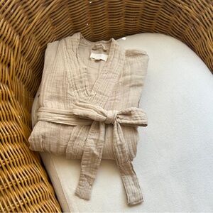 Honest cotton Crinkle Beige Textured Robe Ecru one size